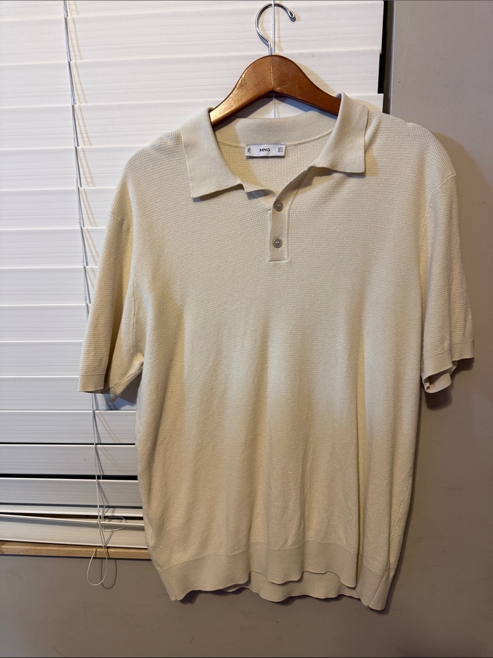 Mango Men's Short-Sleeve Polo in Light Beige
